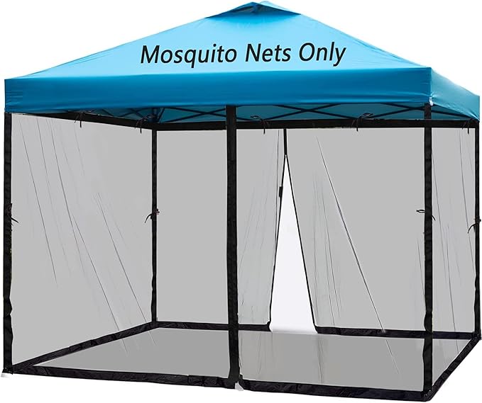 10x10 Mosquito Netting for Patio Camping Gazebo/Pop Up Canopy Tent,Double Door Side Screen Easy Installation Black（Only Mosquito Net No Frame） (Embedded 10x10)