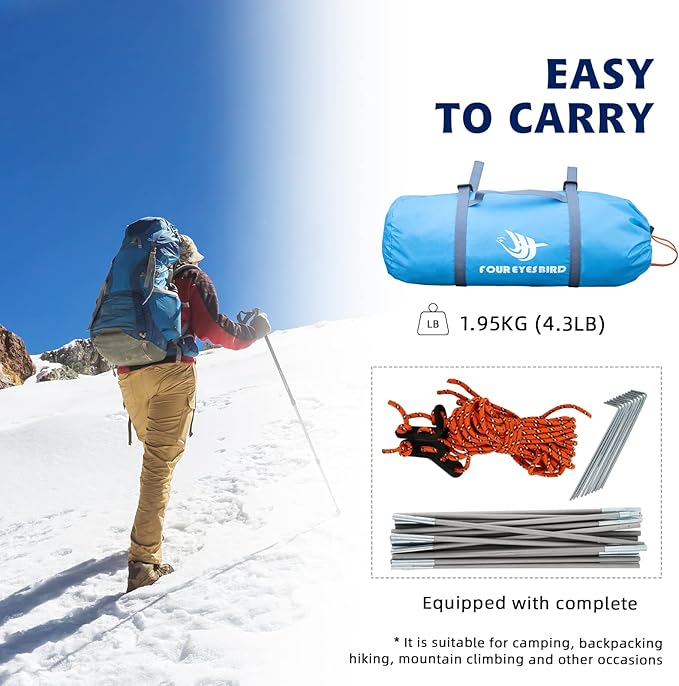 7.2 × 4 × 4 Feet Single Backpack Tent, Waterproof Camping and Hiking Tent can be Used by One Person, Light and Durable