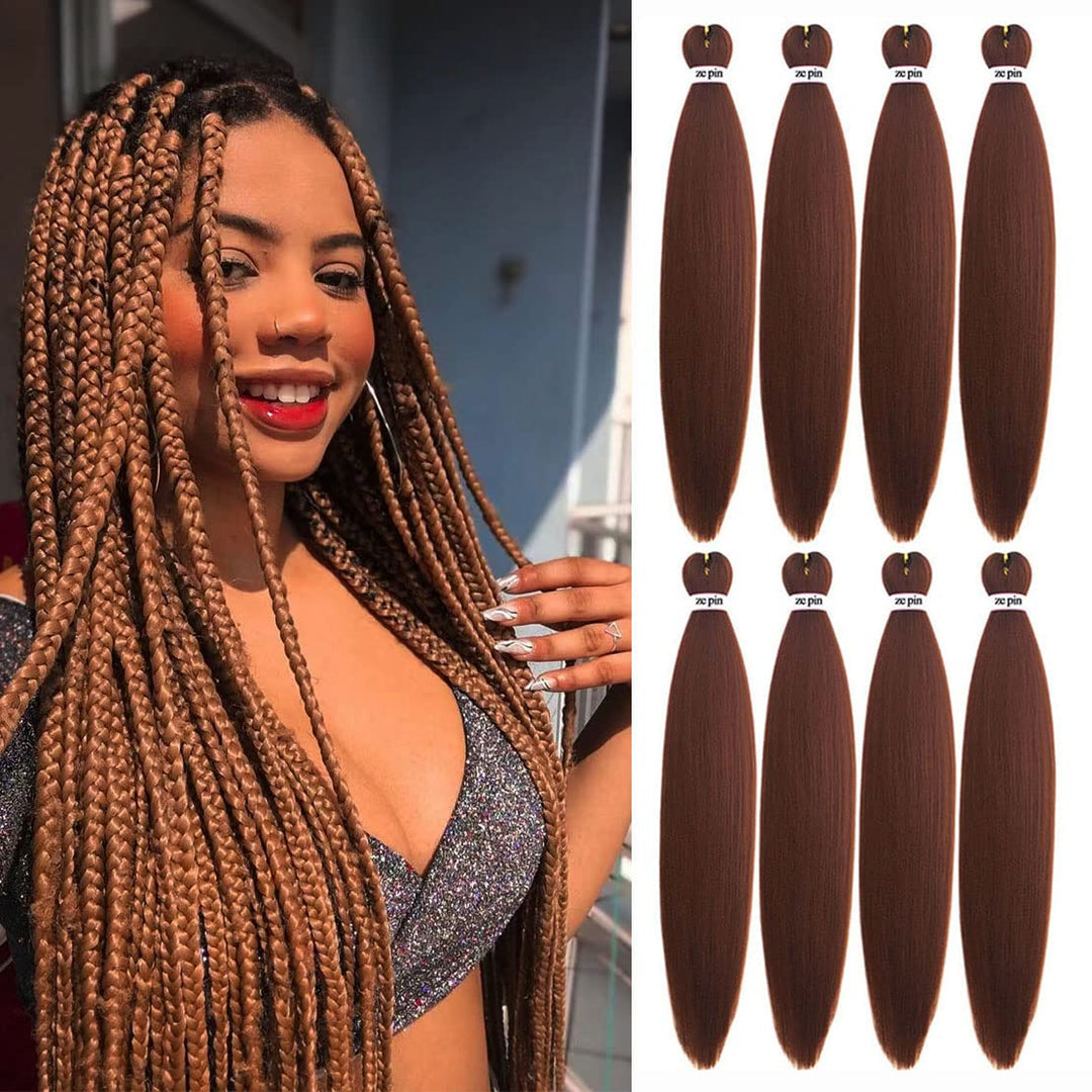 Pre Stretched Braiding Hair 26 Inch 8 Packs Professional Soft Yaki braiding Hair For Braids Hot Water Setting Synthetic Crochet Hair Extensions (26 Inch (Pack of 8), #30)