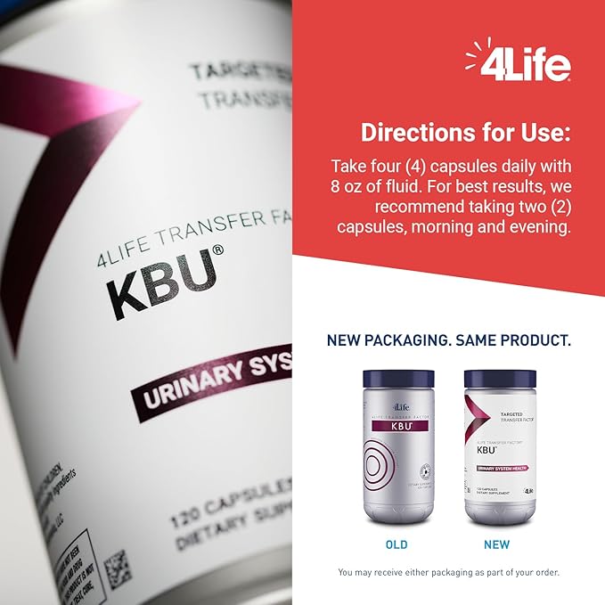 4Life KBU, Urinary Supplement, Transfer Factor for Bladder & Kidney Health with Cranberry, Blueberry, Dandelion & Juniper Berry - 120 Veggie Capsules