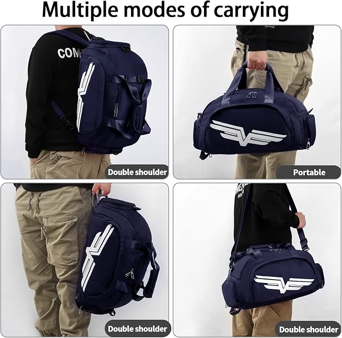 FIORETTO 30L Sports Gym Duffle Bag with Wet Pocket & Shoe Compartment, Weekender Hospital Overnight Bag for Women, Sports Holdall Backpack