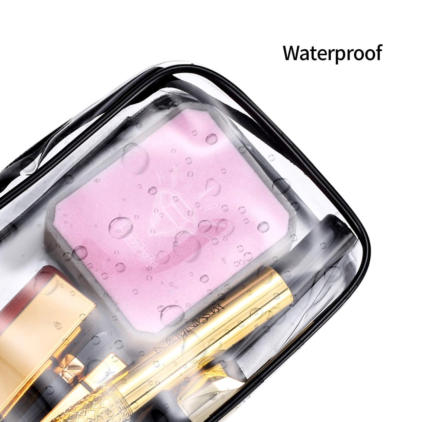 5 Pcs Cosmetic Bags, Clear PVC Makeup Bag with Zipper, Portable Transparent Toiletry Bags, Carry Travel Zippered Pouch Bags for Business Travel, Vacation, Bathroom, Organizing