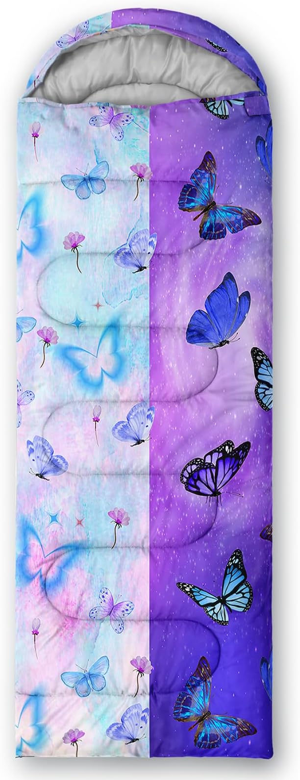 AILONEN Kids Floral Cat Camping Sleeping Bags,Lightweight & Waterproof,3 Season Warm & Cool Weather,Kawaii Kitten Sleeping Bags for Girls Adults,Travelling,Outdoors