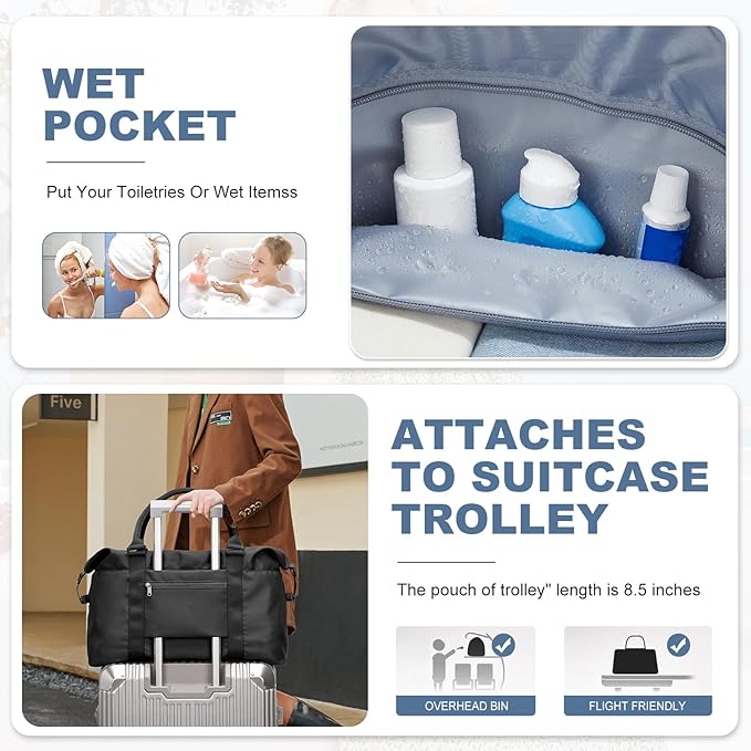 Travel Duffel Bag,Sports Tote Gym Bag,Shoulder Weekender Overnight Bag for Women