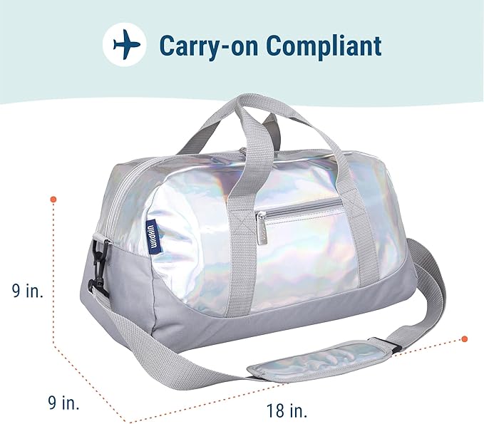 Wildkin Kids Overnighter Duffel Bag – Carry-On Size, Ideal for School & Sleepovers – Holographic