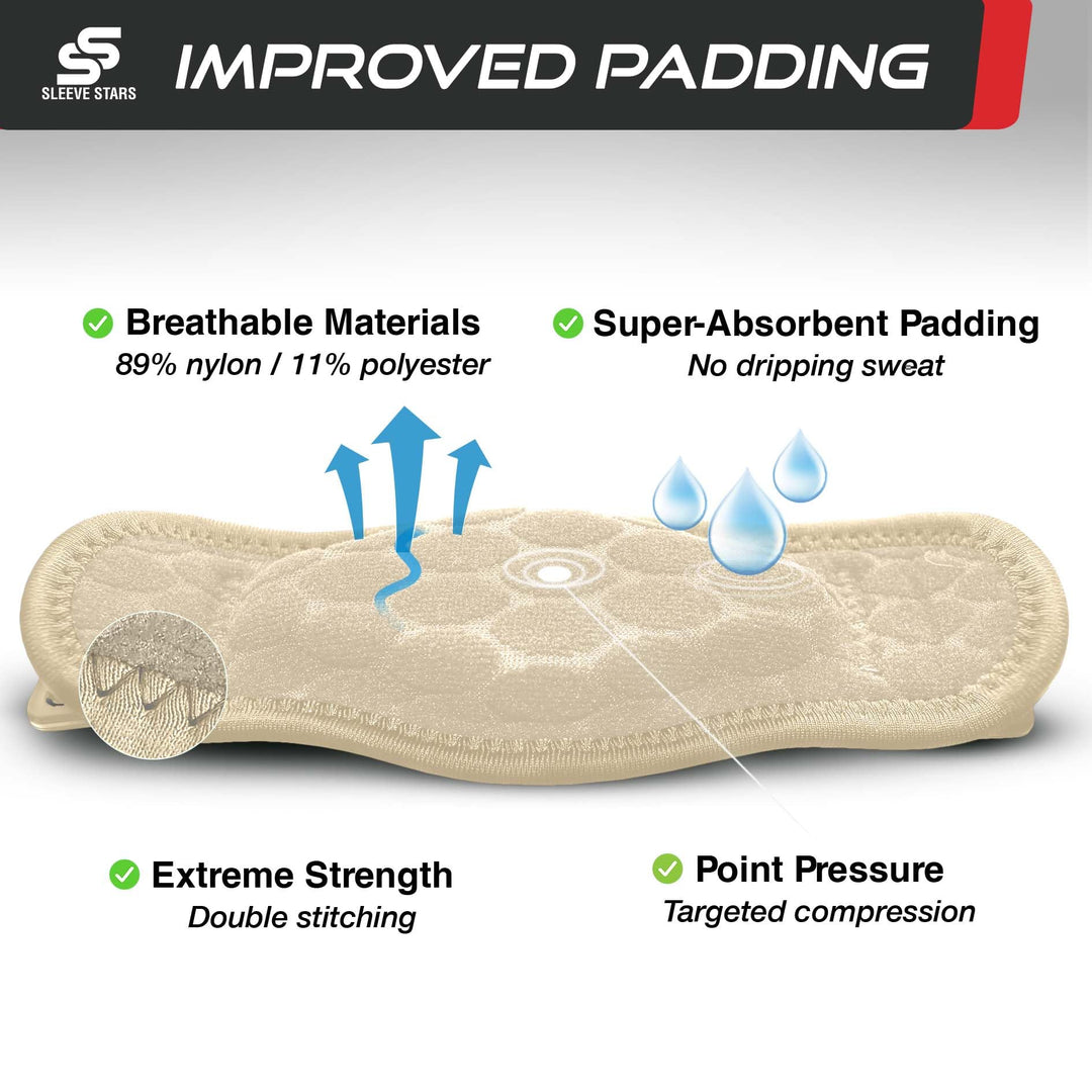 Sleeve Stars Tennis Elbow Brace for Men & Women, Tendonitis Elbow Brace & Strap Golfers Elbow Brace Counterforce Band for Tendon Pain Relief & Support for Forearm w/ 3 Straps Fits 9-23" (Pair/Beige)