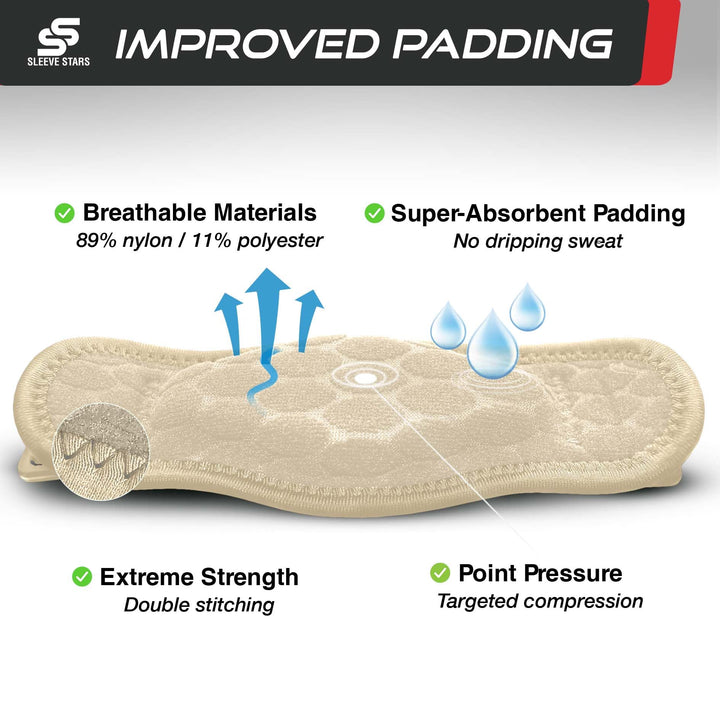 Sleeve Stars Tennis Elbow Brace for Men & Women, Tendonitis Elbow Brace & Strap Golfers Elbow Brace Counterforce Band for Tendon Pain Relief & Support for Forearm w/ 3 Straps Fits 9-23" (Pair/Beige)