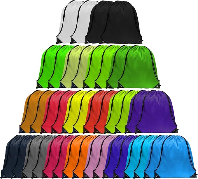 GoodtoU Drawstring Bags, Drawstring Backpacks Bulk Nylon Backpack Draw String Back Bag Cinch Sack Drawstring Gym Bag String Backpack for Sport, Traveling, Team (20 Colors, 40Pcs)