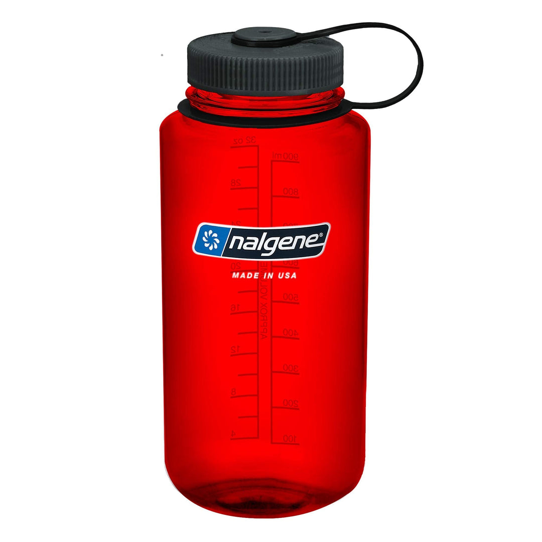 Nalgene Sustain Tritan BPA-Free Water Bottle Made with Material Derived from 50% Plastic Waste, 32 OZ, Wide Mouth, Red