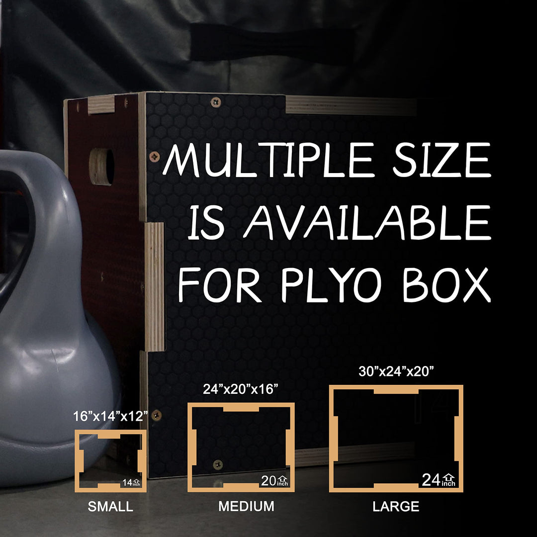 Signature Fitness 3 in 1 Non-Slip Wooden Plyo Box Plyometric Box Jumping Exercise, Multiple Sizes