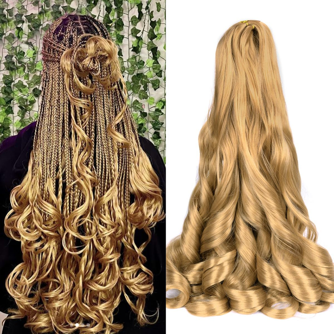 Curly Braiding Hair 24 Inch Loose Wavy 8 Pack Bouncy French Curly Braiding Hair Extensions 75G/Pack 27# French Curls Synthetic C