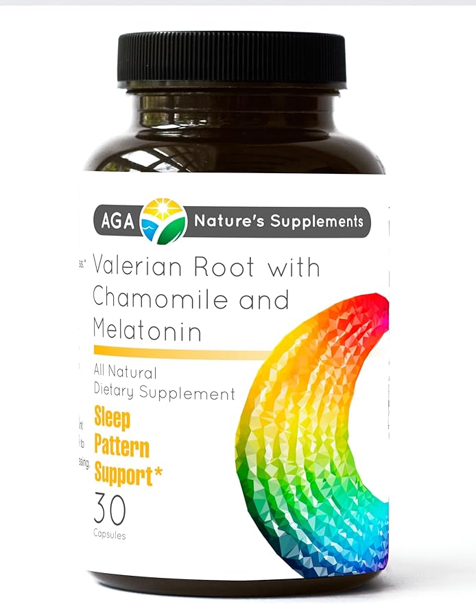 AGA Nature's Supplements Valerian Root with Chamomile and Melatonin 30 Capsules