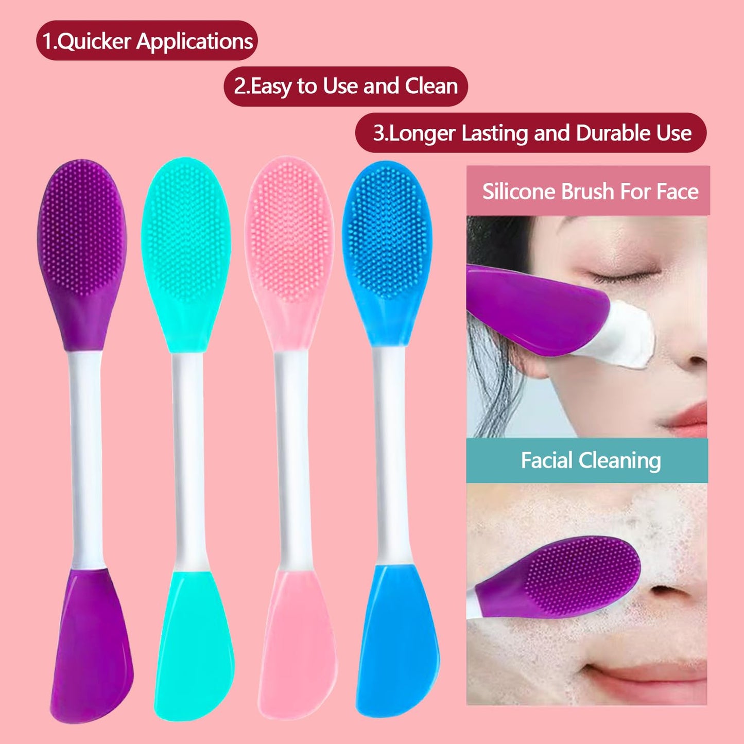 10PCS Silicone Face Scrubber, 4pcs Lip Scrub Brush, 4pcs Silicone Cleansing Brush Exfoliating Lip Brushes, 2pcs Exfoliating Face Brushes for Men Women