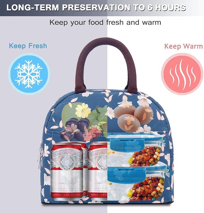 BALORAY Lunch Bag for Women Men Insulated Lunch Box for Adult Reusable Lunch Tote Bag for Work, Picnic or Travel (Morning Glory)