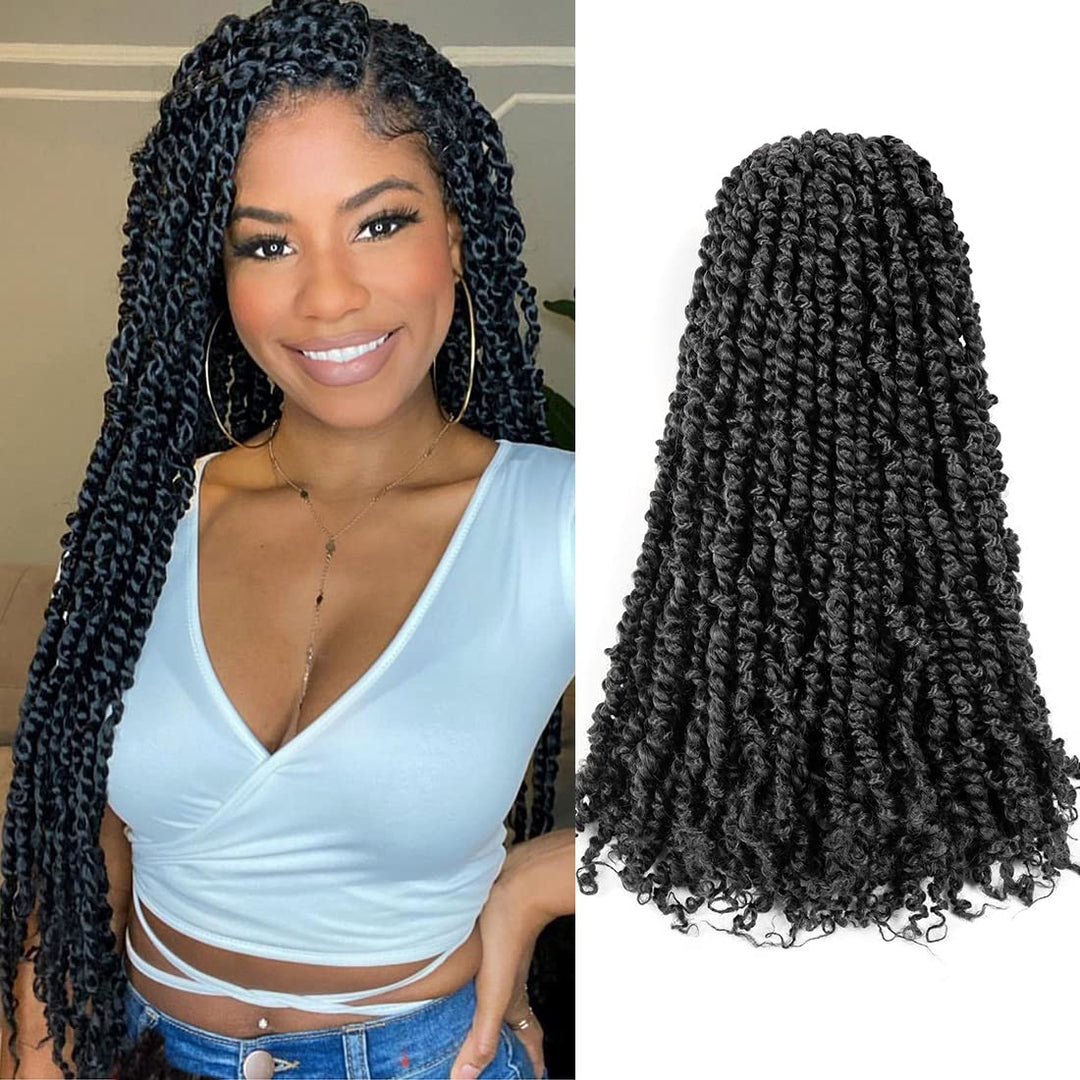 Passion Twist Crochet Hair 18 Inch 8 Packs Pre-Twisted Passion Twist Crochet Hair Pre-Looped Short Passion Twist Hair Bohemian S