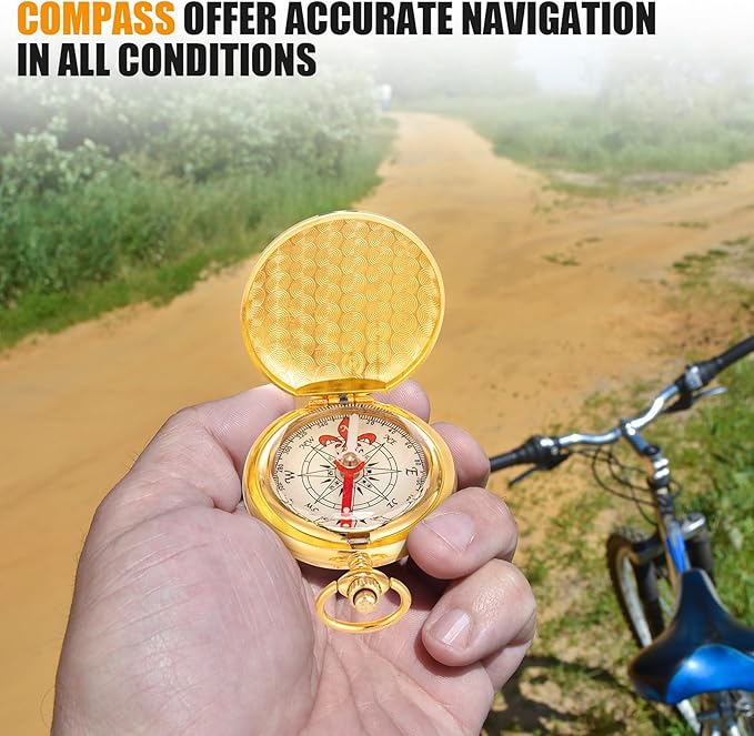 6 Pcs Pocket Compass for Kids Camping Survival Compass for Hiking Gift Glow in The Dark Military Compass Bulk for Hiking Hunting Climbing Camping Party Favor Supplies