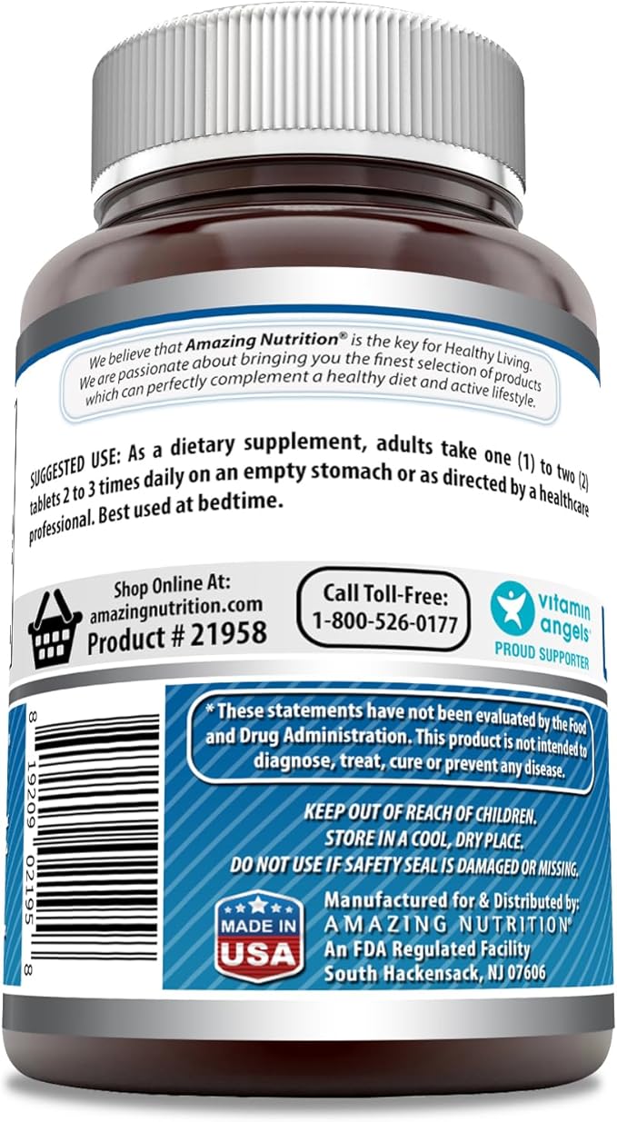 Amazing Formulas L-Tryptophan 1000mg Tablets Supplement | Non-GMO | Gluten Free | Made in USA (120 Count)