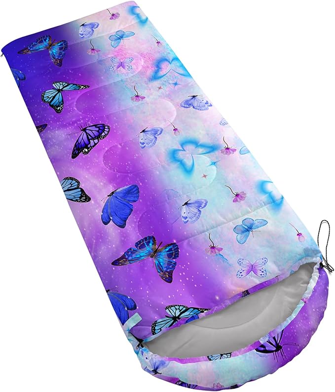 AILONEN Kids Floral Cat Camping Sleeping Bags,Lightweight & Waterproof,3 Season Warm & Cool Weather,Kawaii Kitten Sleeping Bags for Girls Adults,Travelling,Outdoors