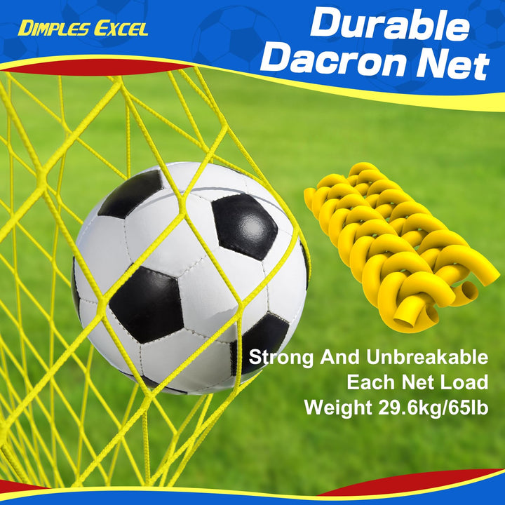 Dimples Excel Soccer Goals Kids Soccer Net for Backyard (4x3.1 FT 2 Set, Blue Yellow)