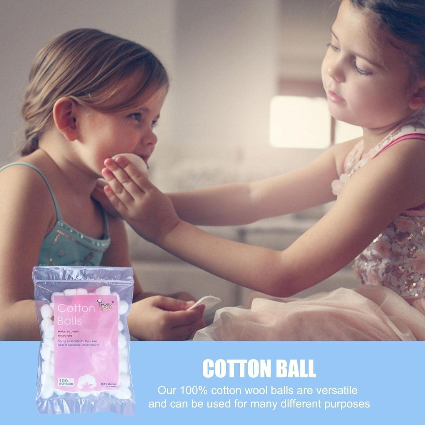 100 Pcs White Cotton Balls - Soft Cotton Wool | Delicate Lightweight Balls and Swabs for Sensitive Skin Household Needs Outdoor Traveling Everyday Use House Necessary Absorbent