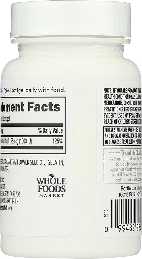 365 by Whole Foods Market, Vitamin D3, 1000 IU, 250 Softgels