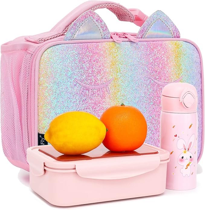 FlowFly Kids Lunch box Insulated Soft Bag Mini Cooler Back to School Thermal Meal Tote Kit for Girls, Boys, Smile