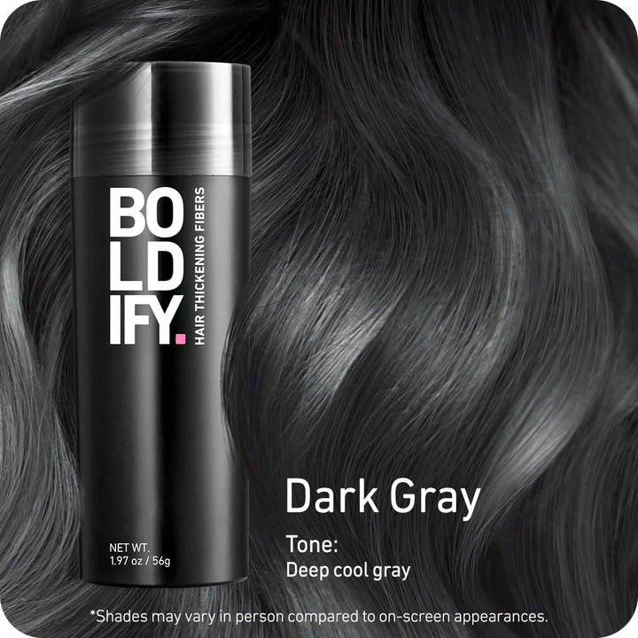 BOLDIFY Hair Fibers 12g | Dark Gray | Thinning Hair Solution for Men & Women