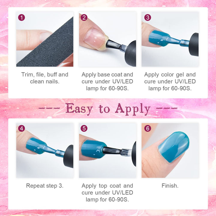 60 PCS Gel Nail Polish Kit | UV Light | 55 Beautiful Colors for Home & Salon