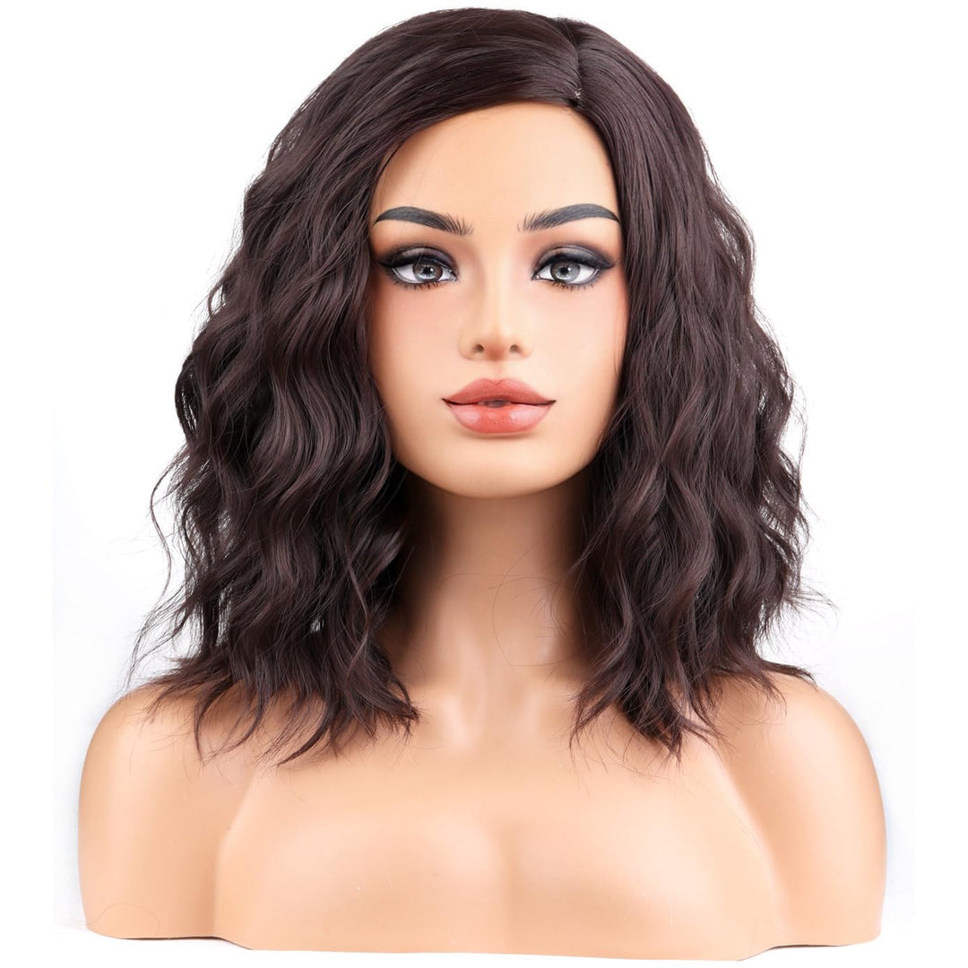 Beron Brown Wigs For Women Short Curly Wavy Wig Girls Mixed Brown Body Heat Resistant Synthetic Hair Wig For Cosplay Party Or Da