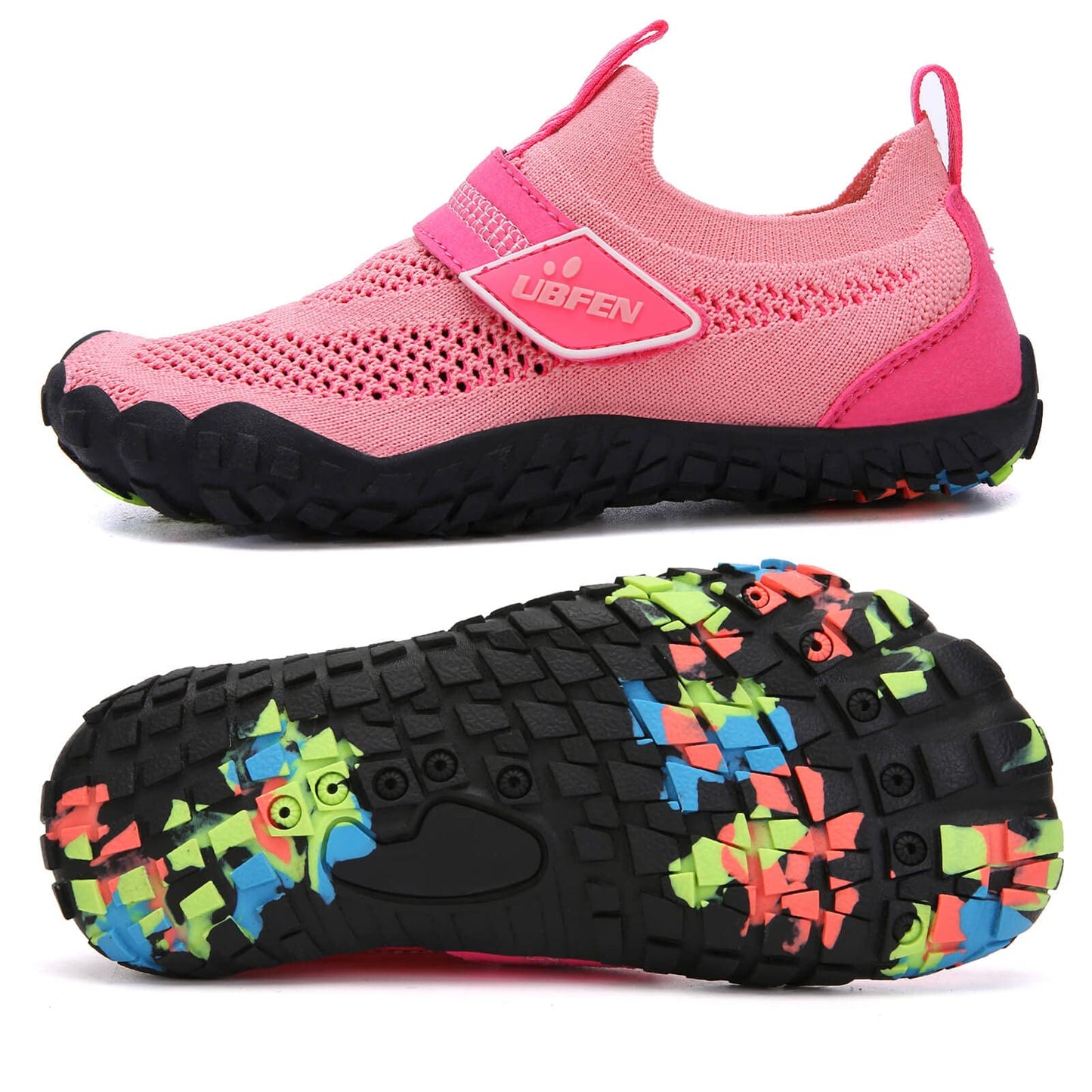 UBFEN Kids Water Shoes for Boys Girls Quick Dry Lightweight Aqua Socks for Toddlers Little Big Kid Barefoot Beach and Pool Sports Non-Slip Swim Shoes D Pink 9 Toddler