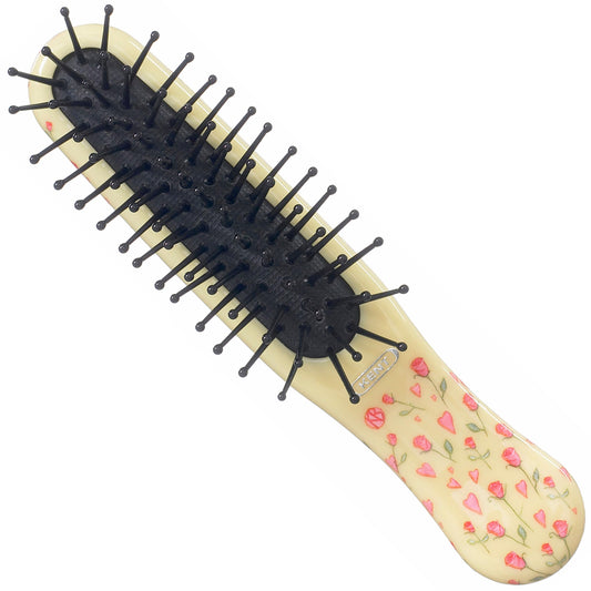 Kent ARTH1 Baby Hair Brush, Hair Brush for Kids, Small Brushes for Hair and Travel Brush Hair Detangler with Non-Scratch Nylon Bristles for Gentle Detangling Arthedz (Hearts N' Roses Pattern)