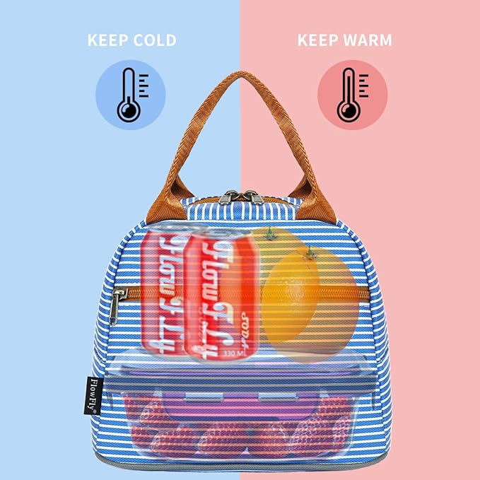 FlowFly Lunch Bag Tote Bag Lunch Organizer Holder Insulated Cooler Bag for Women/Men,Royal