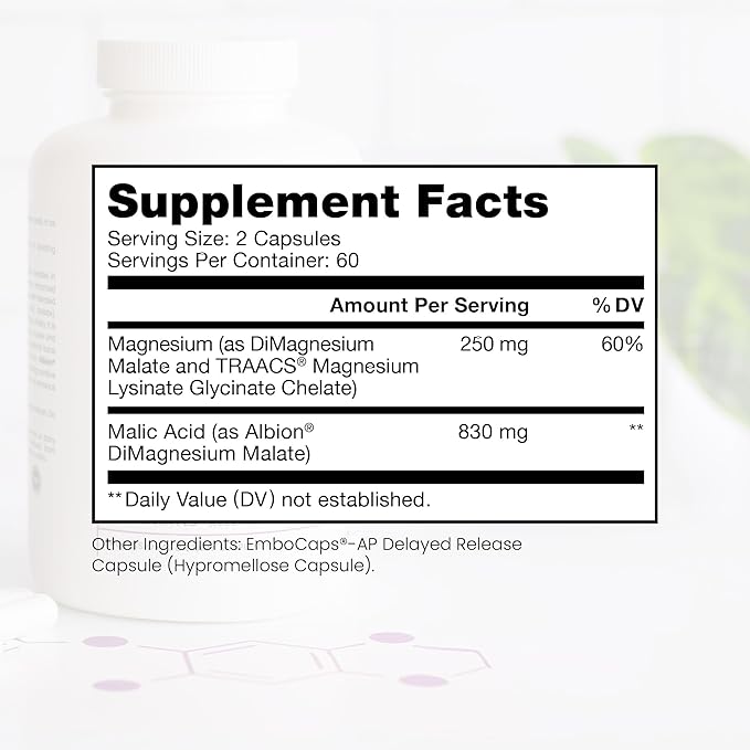 Pure TheraPro Rx Optimum Magnesium Lysinate Glycinate & Di-Magnesium Malate, Made in USA | 2 Month Supply | Chelated Magnesium for Maximum Absorption, Supports Bone Health & Energy, Non-GMO