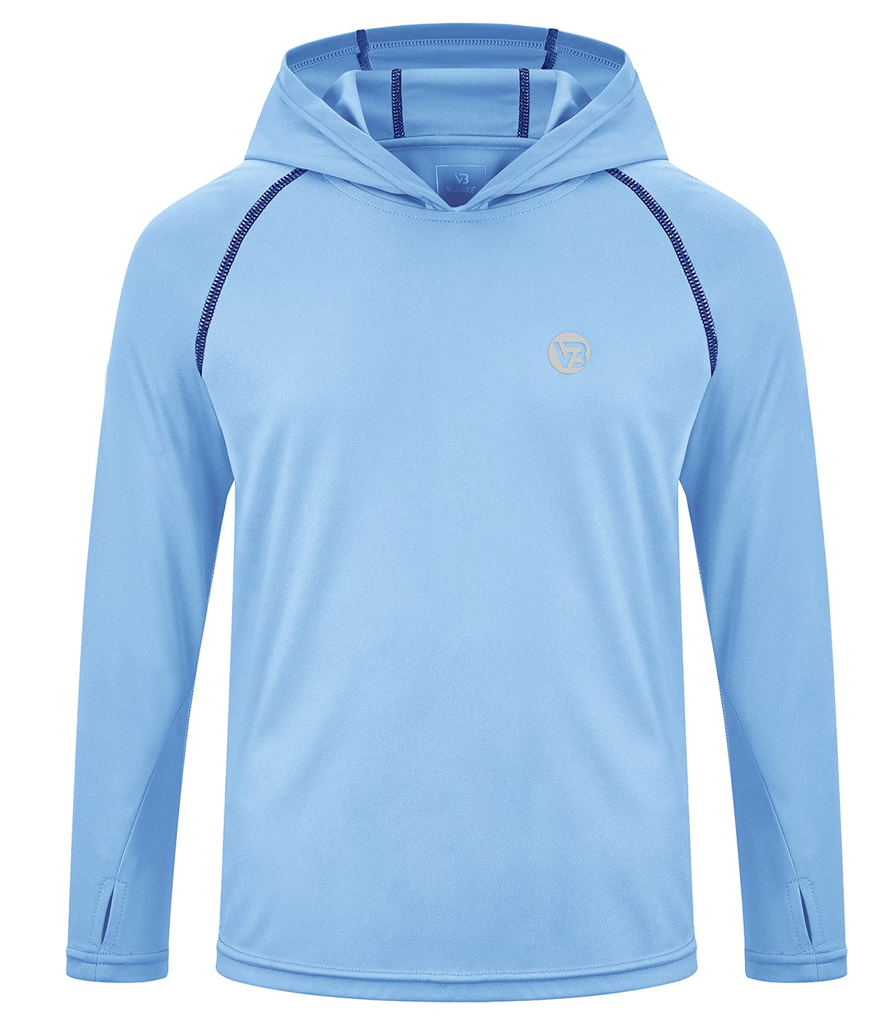 VEOBIKE Youth Long Sleeve Hoodies Shirts Quick Dry Kids Rash Guard Swim Shirts UPF50+ Sun Shirts Fishing Hiking Thumb Holes Sky Blue