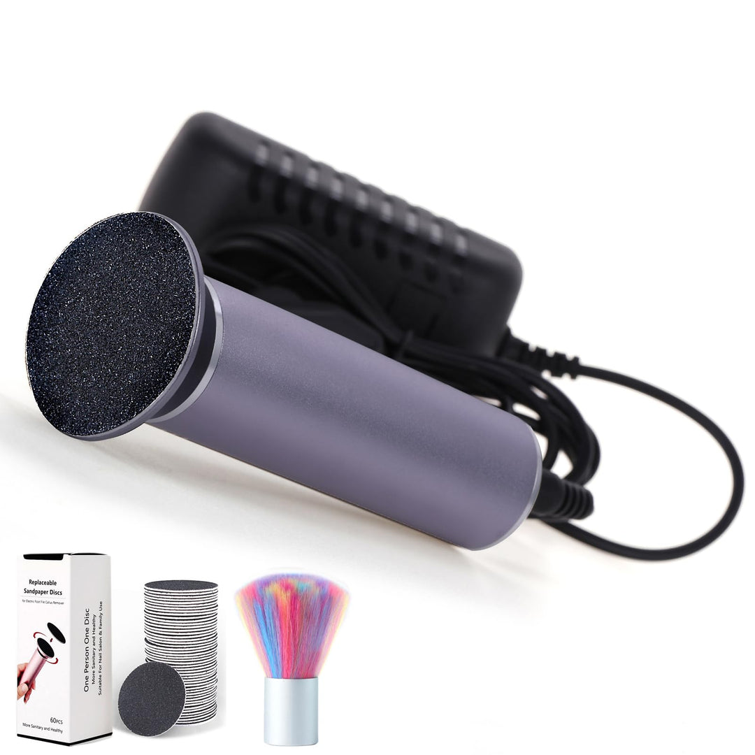 Electric Callus Remover for Feet, Powerful Electric Foot Callus Remover Adjustable Speed Electric Foot File with 60PCS Sanding Discs Pedicure Tools Feet Scrubber Dead Skin Foot Grinder, Gray