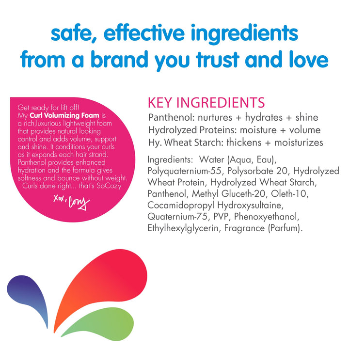 SoCozy Hair Mousse for Kids, Curl Volumizing Foam Mousse for Curly Hair (6 Fl Oz) Enhances Shine & Volume, Gentle Formula with Panthenol, Hydrolyzed Proteins & Keratin, Paraben & Sulfate-Free