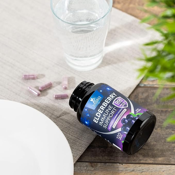 Elderberry Immune Support Extract Capsules - Daily Immune Support for Adults with Natural Sambucus Black Elderberry Antioxidant - No Sugar & Gluten Free Vitamin, Non-GMO Supplement - 120 Capsules