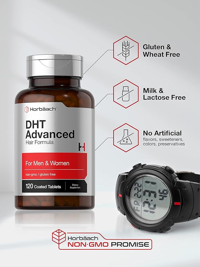 Horbäach DHT Advanced Hair Formula | 120 Tablets | Non-GMO and Gluten Free Hair Formula Blend with Saw Palmetto, Kudzu, and Fo-Ti