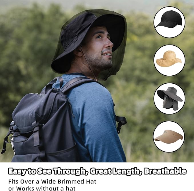Wholelovein 8 Pack Mosquito Covers Wearable Head Net Face Mesh Protecting Net Mosquito Fly Insects Bugs