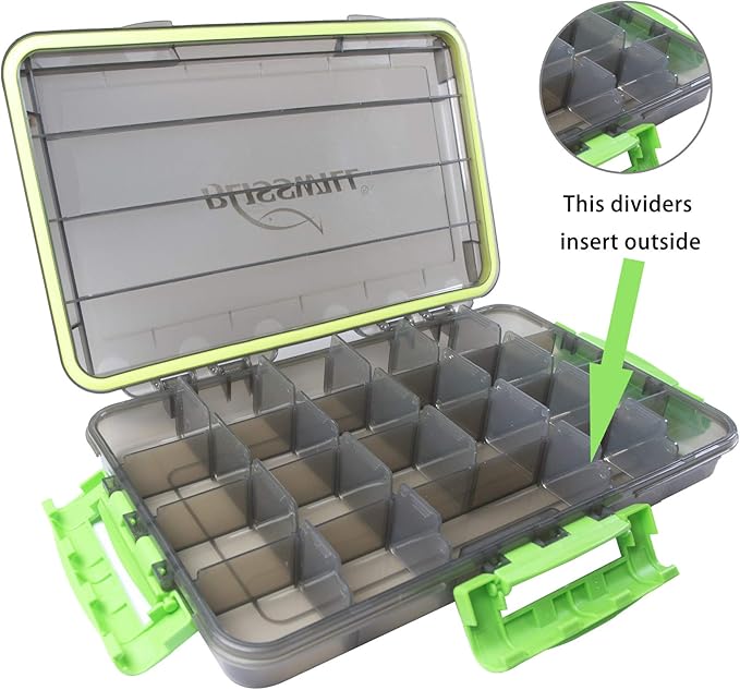 BLISSWILL Fishing Tackle Storage Trays,Fishing Tackle Box,Storage Organizer Box,3600/3700 Tackle Trays with Removable Dividers,Tea-Colored Transparent Waterproof Fishing Tackle Storage