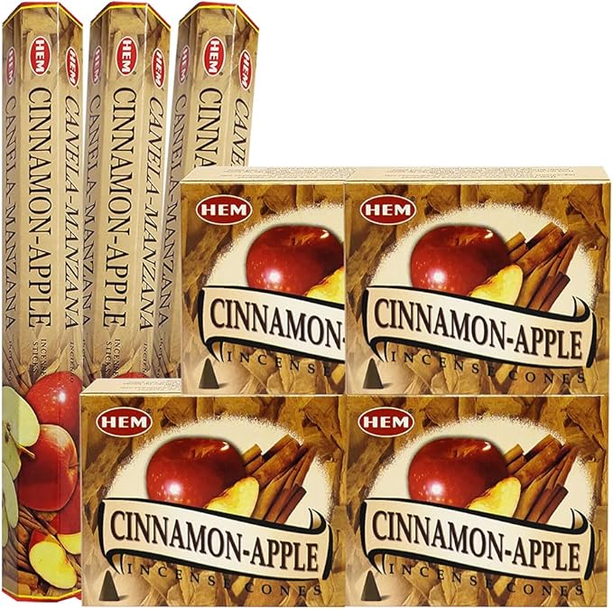 Cinnamon Apple Incense Sticks and Cone Incense Holder Variety Pack Bundle insence insense insienso