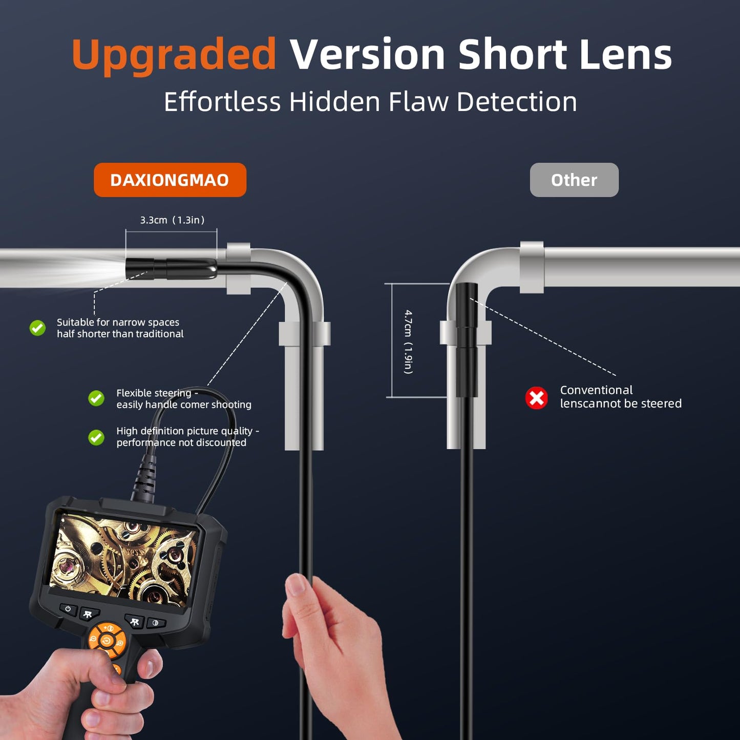 16.5ft Flexible Endoscope Camera, Gadgets for Men (4.3”)