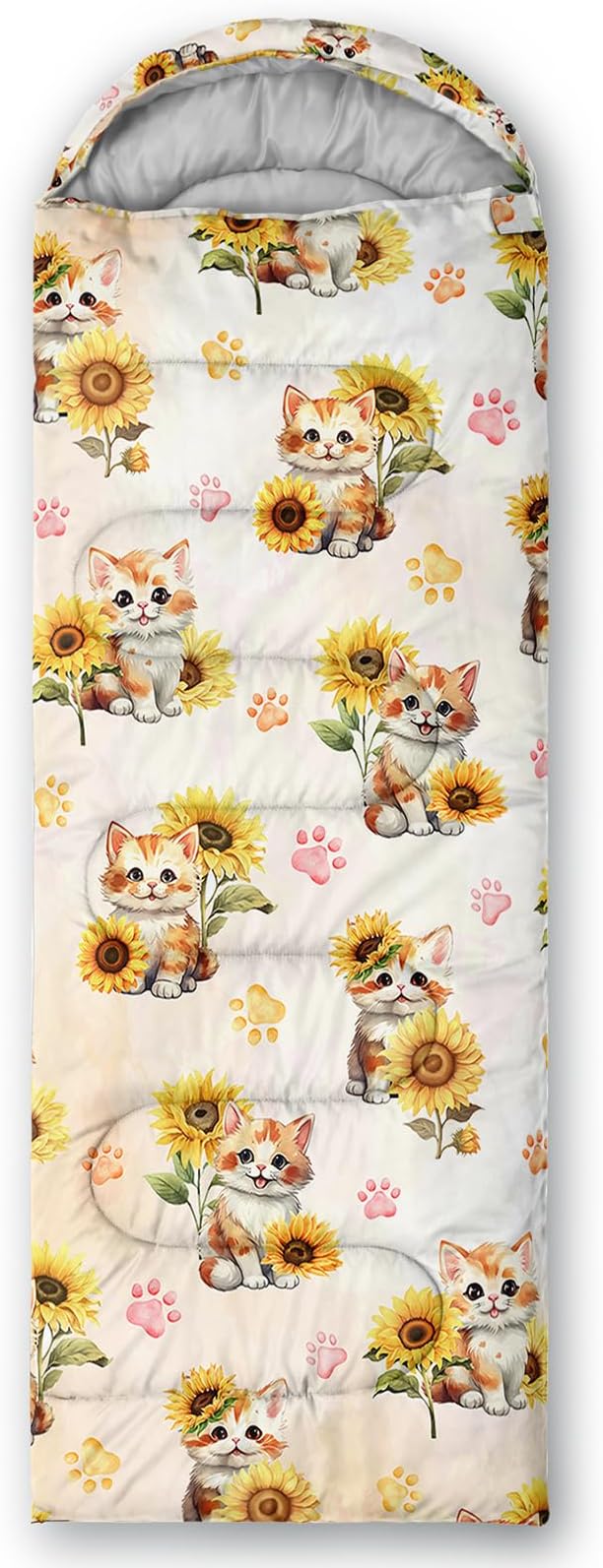 AILONEN Cartoon Fox Camping Sleeping Bag for Boys Girls Adults,Lightweight & Waterproof,3 Season Warm & Cold Weather,Portable,Kawaii Fox Printed Sleeping Bag,Traveling,Camping,Hiking