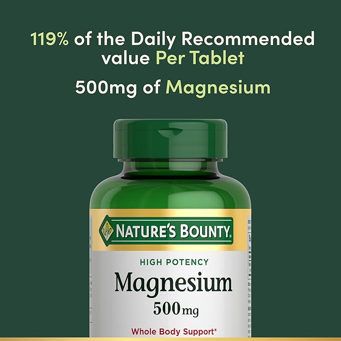 Nature's Bounty Magnesium Supplements - Magnesium 500 Mg Tablets for Bone & Muscle Health, 200 Count (Pack of 1)
