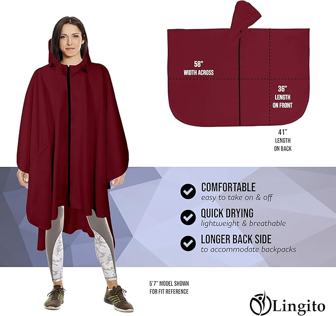 Heavy Duty Rain Poncho for Backpacking, Waterproof Lightweight for Adults, Military, Emergency, Camping, Men, Women