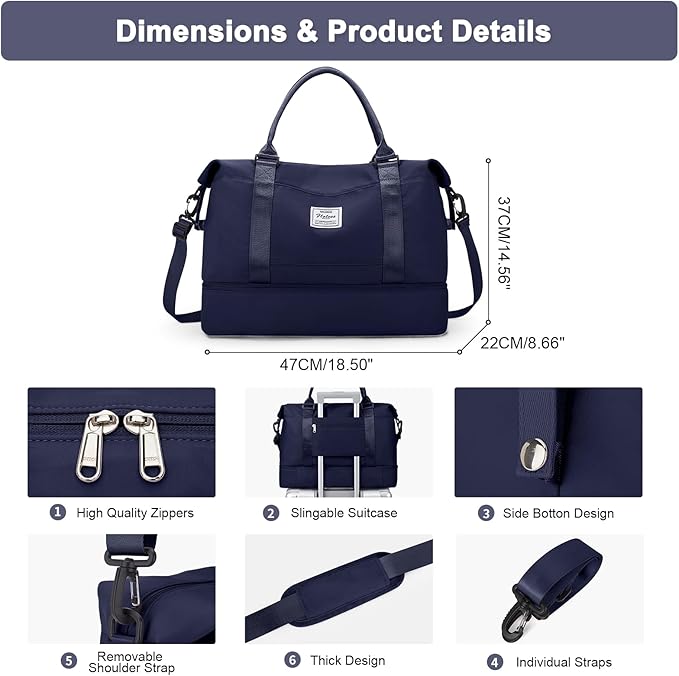 Travel Duffel Bag,Sports Tote Gym Bag,Shoulder Weekender Overnight Bag for Women