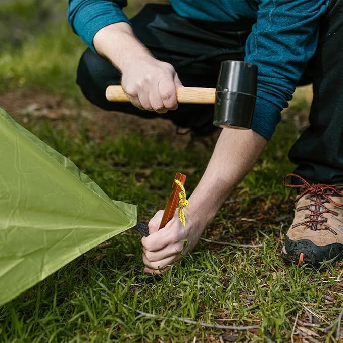 12 Pack Tent Stakes, 7-inch Ultralight Aluminum Ground Pegs with Reflective Pull Ropes, Tri-Beam Stakes in a Carrying Bag, for Camping, Backpacking, Hiking Tent, Hammocks and Canopy (Orange)