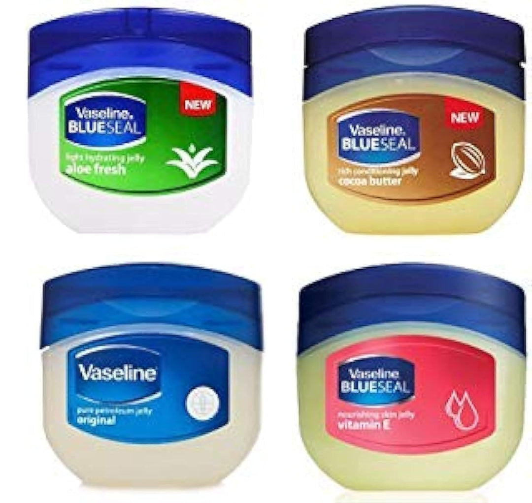 Vaseline Blue Seal Series (Variety 4 Pack)Cocoa Butter, Vitamin E, Aloe Fresh, Original
