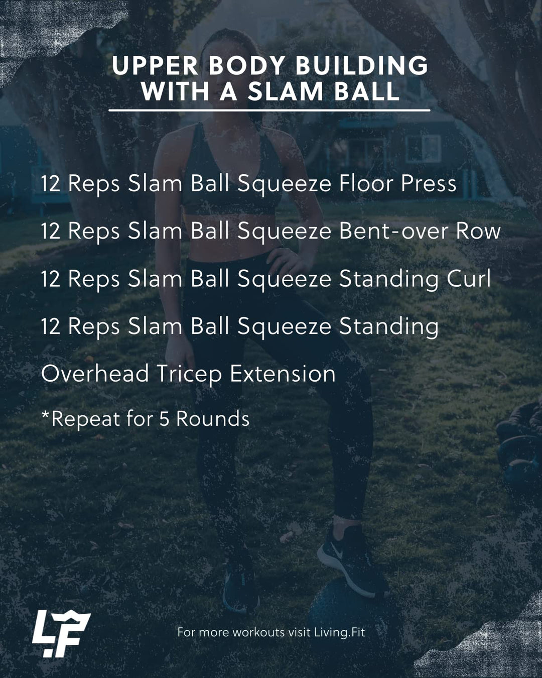 Living.Fit Slam Ball – Durable Heavy-Duty 15 LB Slam Ball for Strength Training, Crossfit, and Functional Fitness – Available in Multiple Weights – Non-Slip Grip, Versatile for Full-Body Workouts