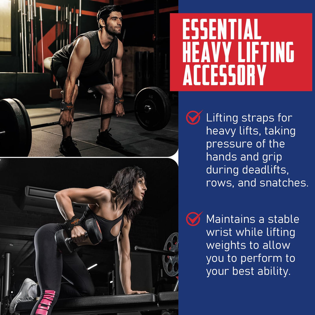 Walito Wrist Straps for Weightlifting - Double Layer Leather Lifting Straps for Gym Deadlift and Powerlifting, with Adjustable Neoprene Padded Wrist Wraps for Men/Women Weight Lifting(Pair)